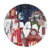 アムステルダムの屋根の上のシンタークラースとピート カッティングボード (正面)