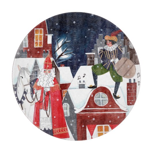 アムステルダムの屋根の上のシンタークラースとピート カッティングボード (正面)