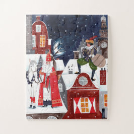 アムステルダムの屋根の上のシンタークラースとピート ジグソーパズル