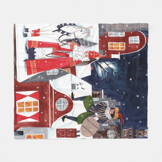 アムステルダムの屋根の上のシンタークラースとピート フリースブランケット (正面(横))