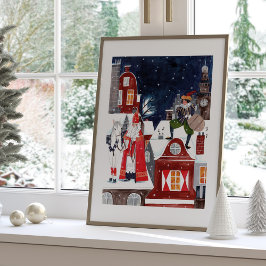 アムステルダムの屋根の上のシンタークラースとピート ポスター