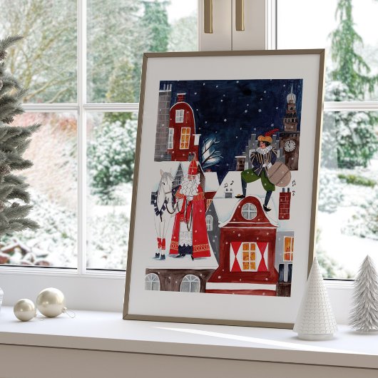 アムステルダムの屋根の上のシンタークラースとピート ポスター