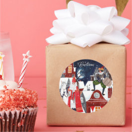 アムステルダムの屋根の上のシンタークラースとピート ラウンドシール