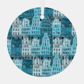 アムステルダムの建築、青い水の色のテクスチャ。 ガラスオーナメント (裏面)