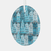 アムステルダムの建築、青い水の色のテクスチャ。 ガラスオーナメント (正面左)