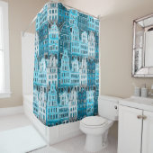 アムステルダムの建築、青い水の色のテクスチャ。 シャワーカーテン (インサイチュ)