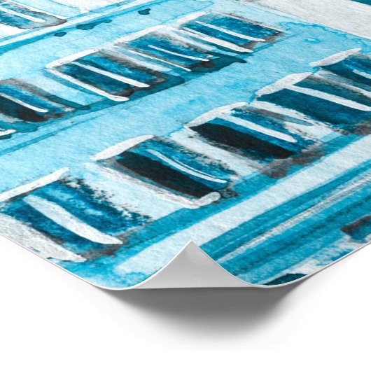 アムステルダムの建築、青い水の色のテクスチャ。 ポスター (角)