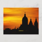 アムステルダムの教会シルエット ポストカード (正面)