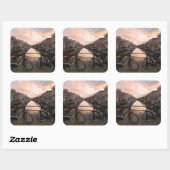 アムステルダムの日没の自転車 スクエアシール (シート)