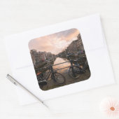 アムステルダムの日没の自転車 スクエアシール (封筒)