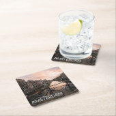 アムステルダムの日没の自転車 スクエアペーパーコースター (インサイチュ)