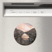 アムステルダムの日没の自転車 マグネット (インサイチュ (食洗機))