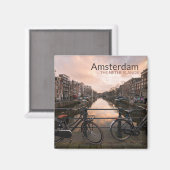 アムステルダムの日没の自転車 マグネット (正面/裏面)