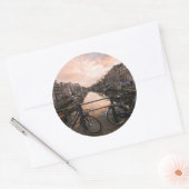 アムステルダムの日没の自転車 ラウンドシール (封筒)