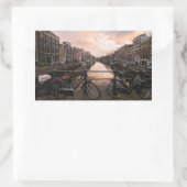 アムステルダムの日没の自転車 長方形シール (バッグ)