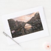 アムステルダムの日没の自転車 長方形シール (封筒)