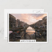 アムステルダムの日没時の自転車 ポストカード (正面/裏面)