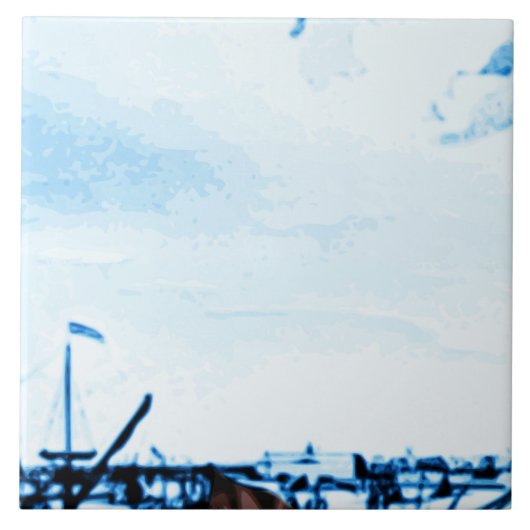 アムステルダムの旧式な船のDelftwareのヴィンテージの一見B1 タイル (正面)