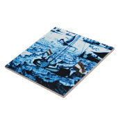 アムステルダムの旧式な船のDelftwareのヴィンテージの一見C4 タイル (側面)