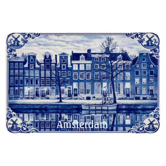 アムステルダムの水路の家マグネット マグネット (横)