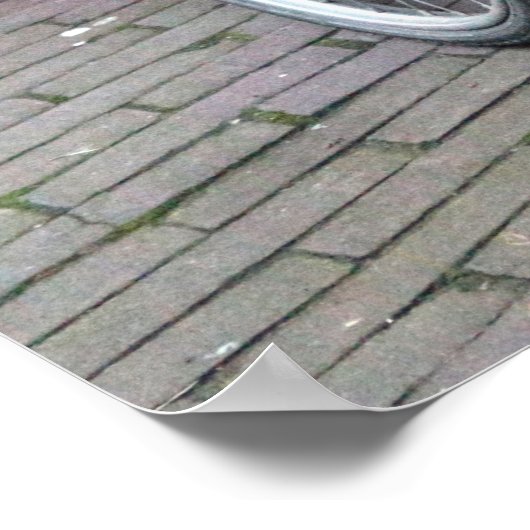 アムステルダムの猫と自転車の写真 ポスター (角)