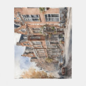 アムステルダムの絵画水彩色 フリースブランケット (正面)