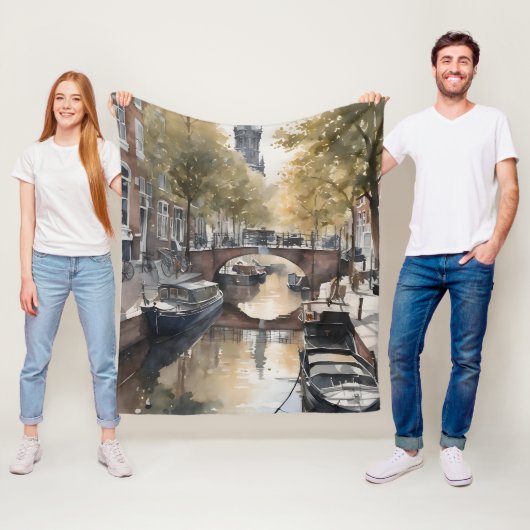 アムステルダムの絵画水彩色 フリースブランケット (インサイチュ)
