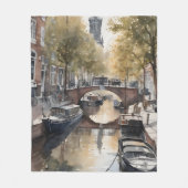 アムステルダムの絵画水彩色 フリースブランケット (正面)