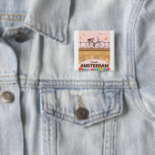 アムステルダムの美しいサイクリング旅行ポスター 缶バッジ (インサイチュ)