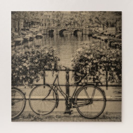 アムステルダムの自転車 – Sepia - 20x20 - 676 pc ジグソーパズル (縦)
