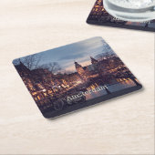 アムステルダムの街並み写真 スクエアペーパーコースター (アングル)