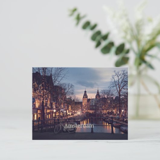 アムステルダムの街並み写真 ポストカード (スタンド正面)