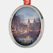 アムステルダムの街並み写真 メタルオーナメント (左)