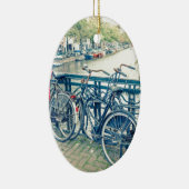 アムステルダムの運河および自転車 セラミックオーナメント (右)