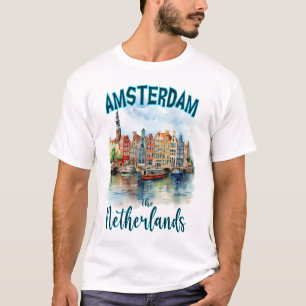 アムステルダムの運河の家:ザオランダ Tシャツ