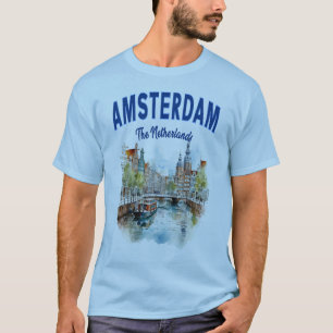 アムステルダムの運河の家:ザオランダ Tシャツ
