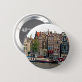 アムステルダムの運河の家 缶バッジ (正面&裏面)