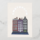 アムステルダムアイコニックアーキテクチャアートイラストレーション 箔シーズンカード (正面)