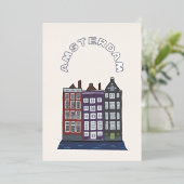 アムステルダムアイコニックアーキテクチャアートイラストレーション 箔シーズンカード (立ち正面)