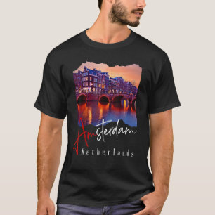 アムステルダムアットナイト – オランダズホランド – アムスター Tシャツ