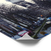 アムステルダムウィンターカナルズイダーケルクチャーチタワー ポスター (角)