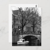 アムステルダムウィンターカナルボートシーン ポストカード (正面/裏面)