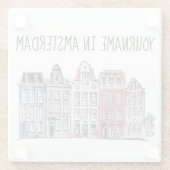 アムステルダムウォーターフロントダムラック建物 ガラスコースター (裏面)