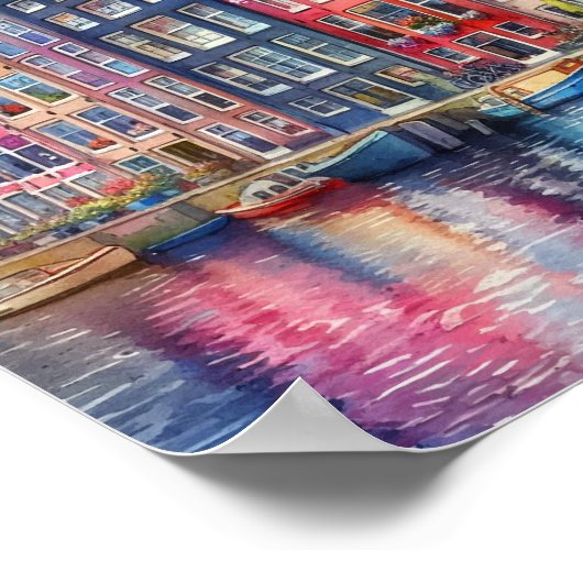 アムステルダムオランダウォーターカラー ポスター (角)