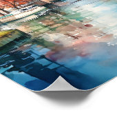 アムステルダムオランダウォーター絵画カラー ポスター (角)