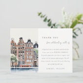 アムステルダムオランダカナルウォーターカラーランドスケー結婚ズ サンキューカード (スタンド正面)
