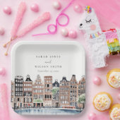 アムステルダムオランダカナルウォーターカラーランドスケー結婚ズ ペーパープレート (パーティー)
