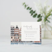 アムステルダムオランダカナルウォーターカラーランドスケー結婚ズ 出欠カード (スタンド正面)