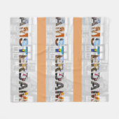 アムステルダムオランダカナルハウストラベルフォト フリースブランケット (正面(横))