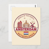 アムステルダムオランダシティスカイラインエンブレム ポストカード (正面/裏面)
